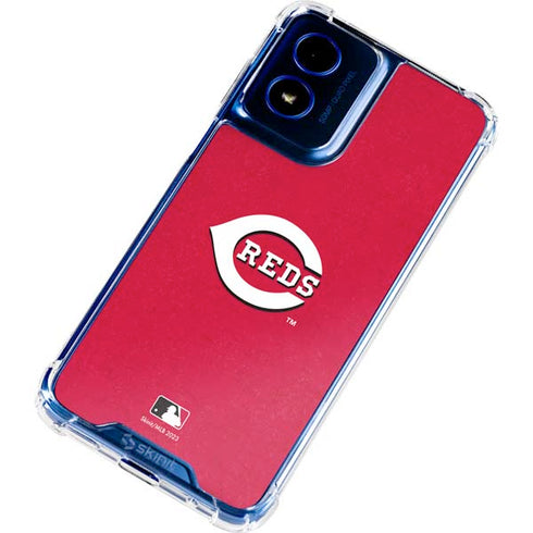 MLB Cincinnati Reds - Solid Distressed Moto G 5G (2024) Clear Case